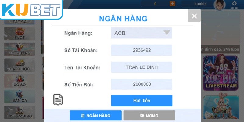 Rút tiền KUBET diễn ra rất nhanh chóng, an toàn theo hướng dẫn